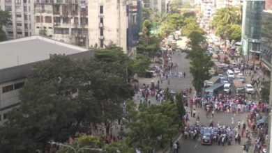 Photo of Viqarunnisa students block road in Dhaka