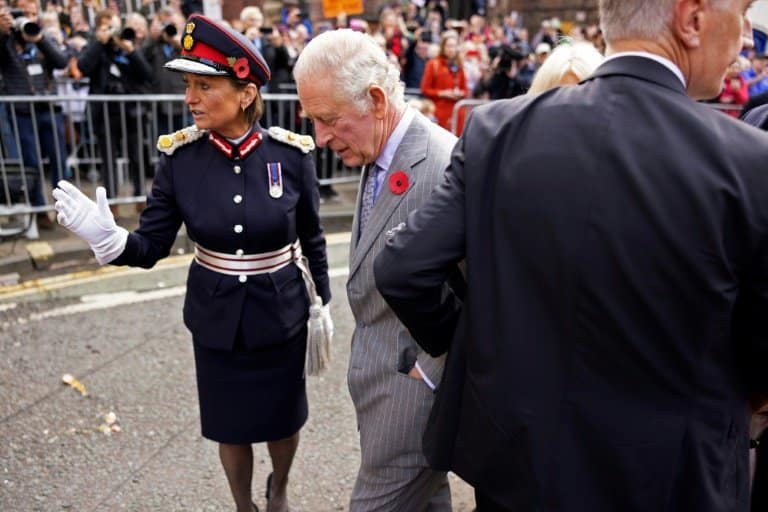 King Charles narrowly avoids being hit by eggs