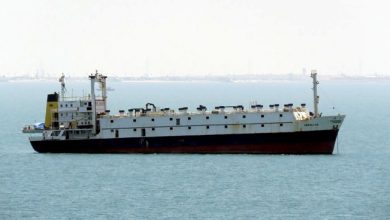 Photo of Bangladeshi cargo ship hijacked by Somali pirates in Indian Ocean